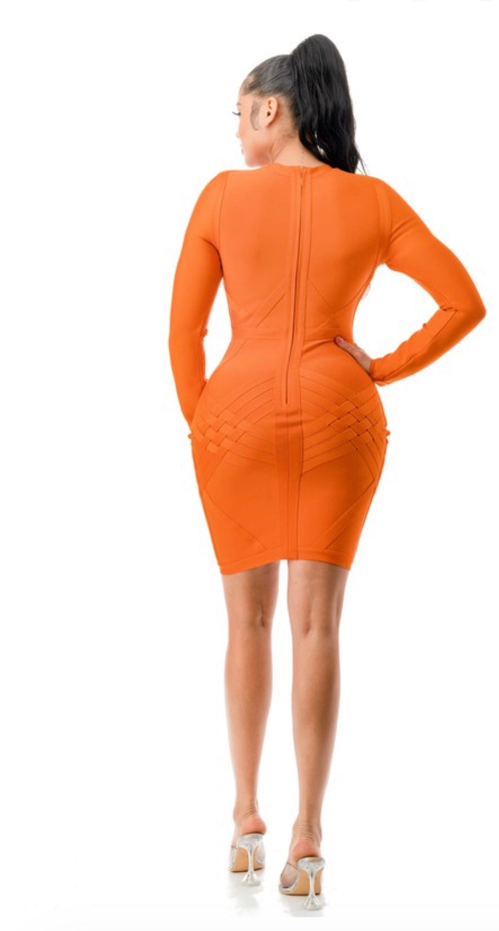TMHB Orange Bandage Dress
