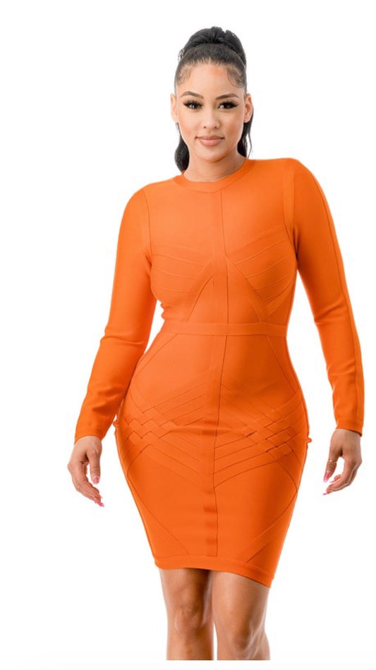TMHB Orange Bandage Dress