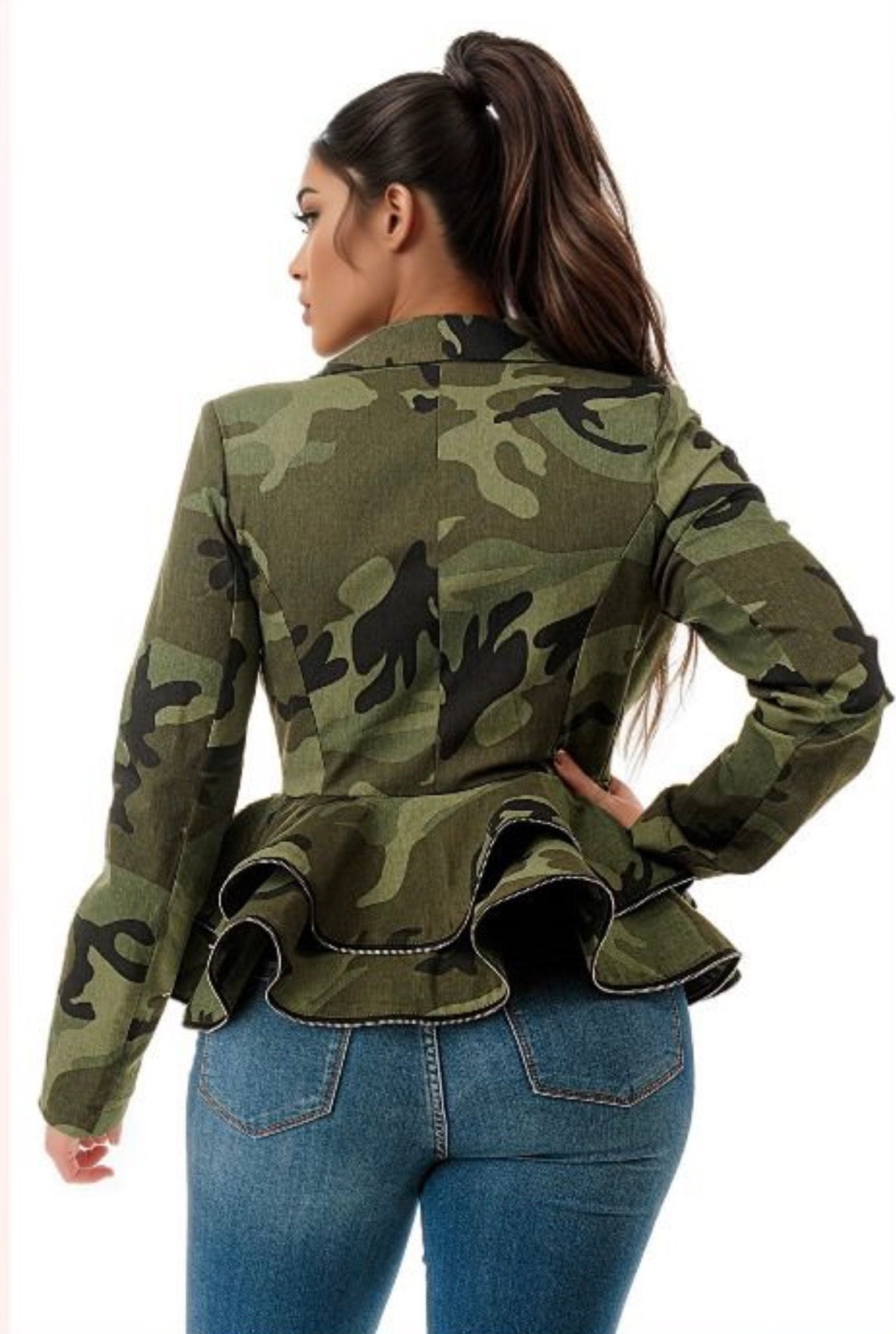 TMHB The Ruffled Camo Blazer